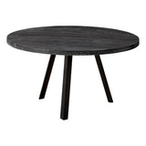 Round Black Reclaimed Wood With Black Metal Coffee Table