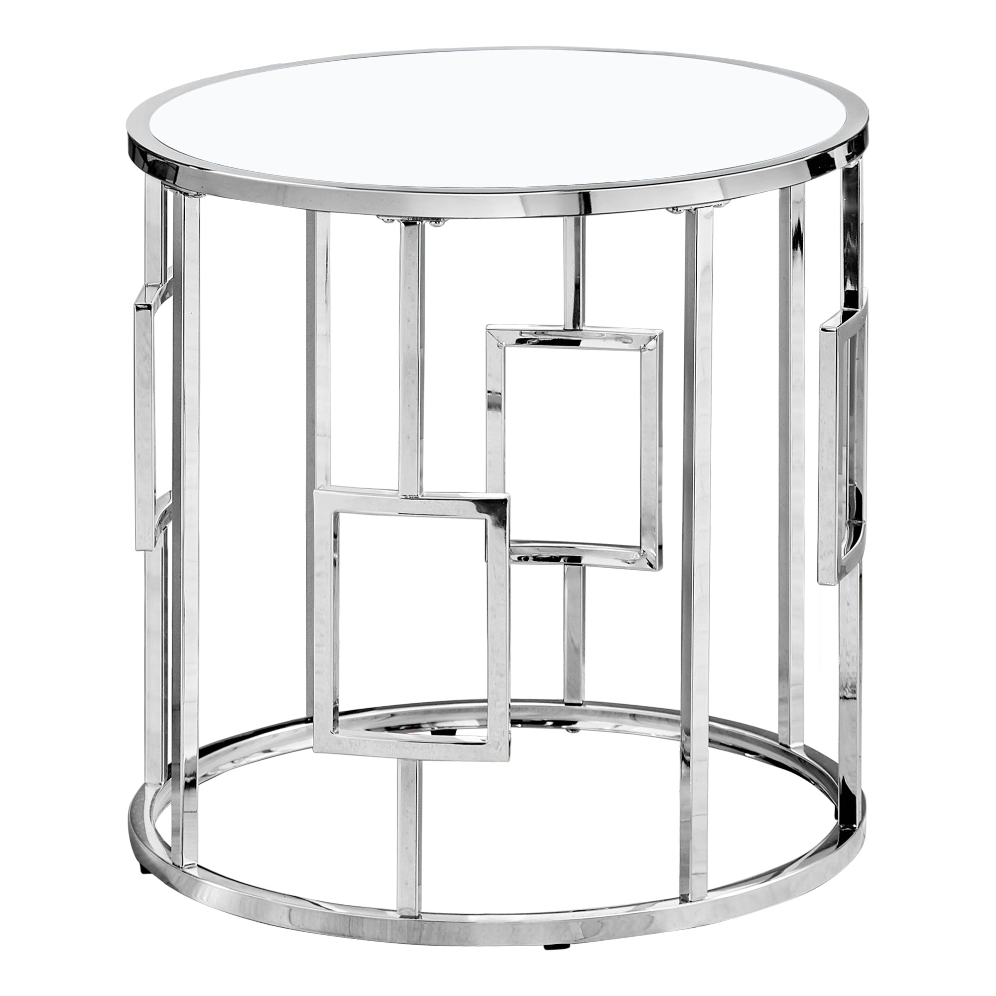 23" Silver And Clear Glass Round End Table