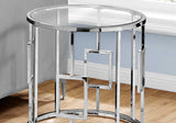 23" Silver And Clear Glass Round End Table