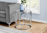 23" Silver And Clear Glass Round End Table