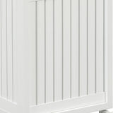 White Solid Wood Rolling Laundry Hamper With Lid