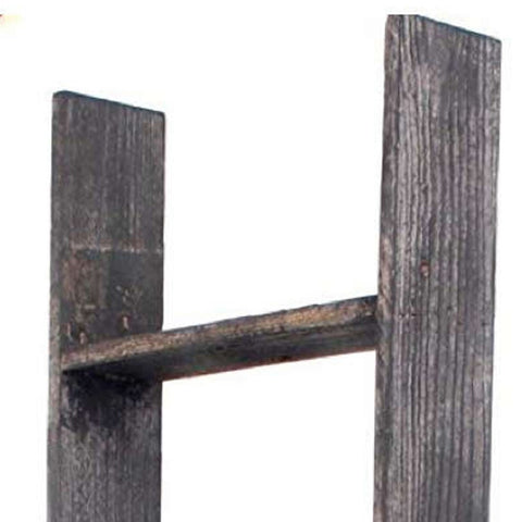 4 Step Rustic Black Wood Ladder Shelf