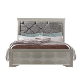 Solid Wood Full Tufted Silver Upholstered Linenno Bed