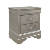 24" Silver Two Drawers Solid Wood Nightstand