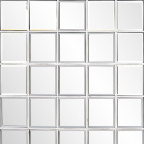 Rectangular Whitewash Window Pane Tile Mirror