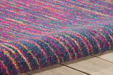 5' Blue And Pink Round Abstract Power Loom Area Rug