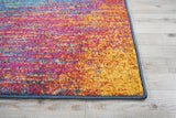 5' Blue And Pink Round Abstract Power Loom Area Rug