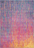 5' Blue And Pink Round Abstract Power Loom Area Rug