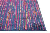 5' Blue And Pink Round Abstract Power Loom Area Rug
