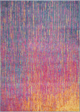 5' Blue And Pink Round Abstract Power Loom Area Rug