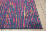 5' Blue And Pink Round Abstract Power Loom Area Rug