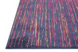 5' Blue And Pink Round Abstract Power Loom Area Rug