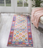 2’ X 3’ Ivory And Magenta Tribal Pattern Scatter Rug