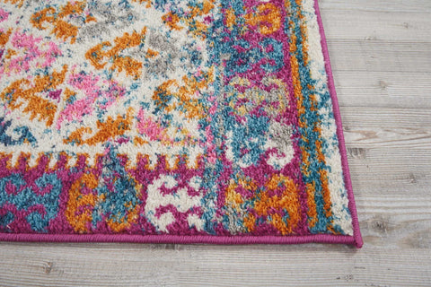 2’ X 3’ Ivory And Magenta Tribal Pattern Scatter Rug