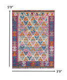 2’ X 3’ Ivory And Magenta Tribal Pattern Scatter Rug