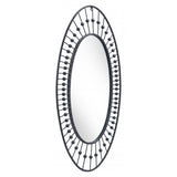 47" Oval Black Finish Spokes and Beads Wall Mirror