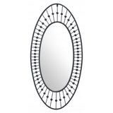 47" Oval Black Finish Spokes and Beads Wall Mirror