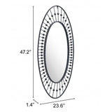 47" Oval Black Finish Spokes and Beads Wall Mirror