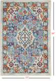 8' Blue And Ivory Power Loom Runner Rug
