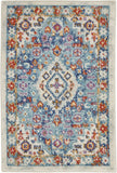 8' Blue And Ivory Power Loom Runner Rug
