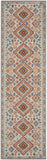 8' Gray And Ivory Geometric Dhurrie Runner Rug