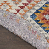 8' Gray And Ivory Geometric Dhurrie Runner Rug