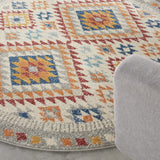 8' Gray And Ivory Geometric Dhurrie Runner Rug