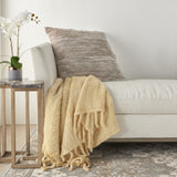 Taupe And White Striped Throw Pillow