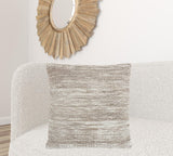 Taupe And White Striped Throw Pillow