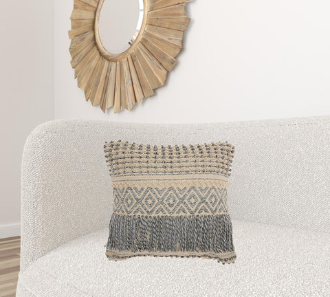 Bohemian Blue Macrame Throw Pillow