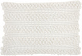 White Pom Pom Detailed Lumbar Pillow