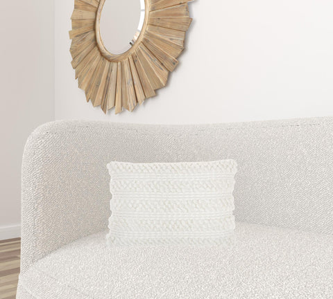 White Pom Pom Detailed Lumbar Pillow