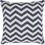 Navy Blue And Ivory Chevron Pattern Throw Pillow