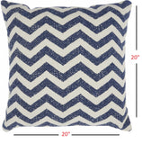 Navy Blue And Ivory Chevron Pattern Throw Pillow