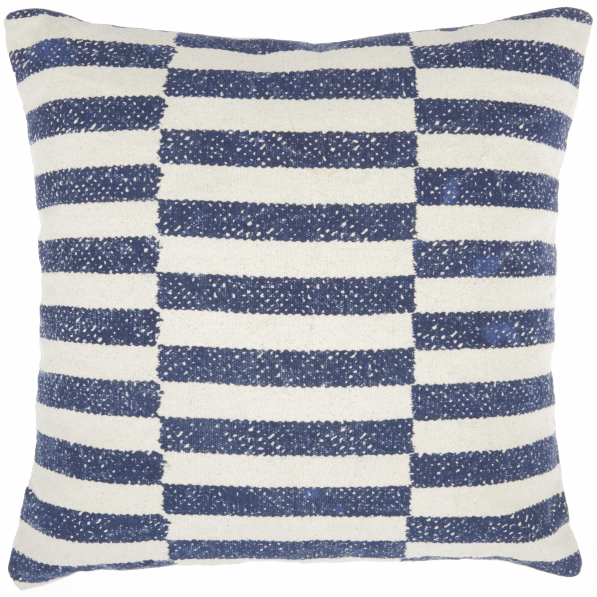 Navy Blue And Ivory Irregular Stripes Throw Pillow