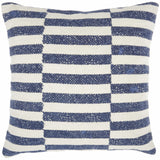 Navy Blue And Ivory Irregular Stripes Throw Pillow