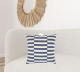 Navy Blue And Ivory Irregular Stripes Throw Pillow