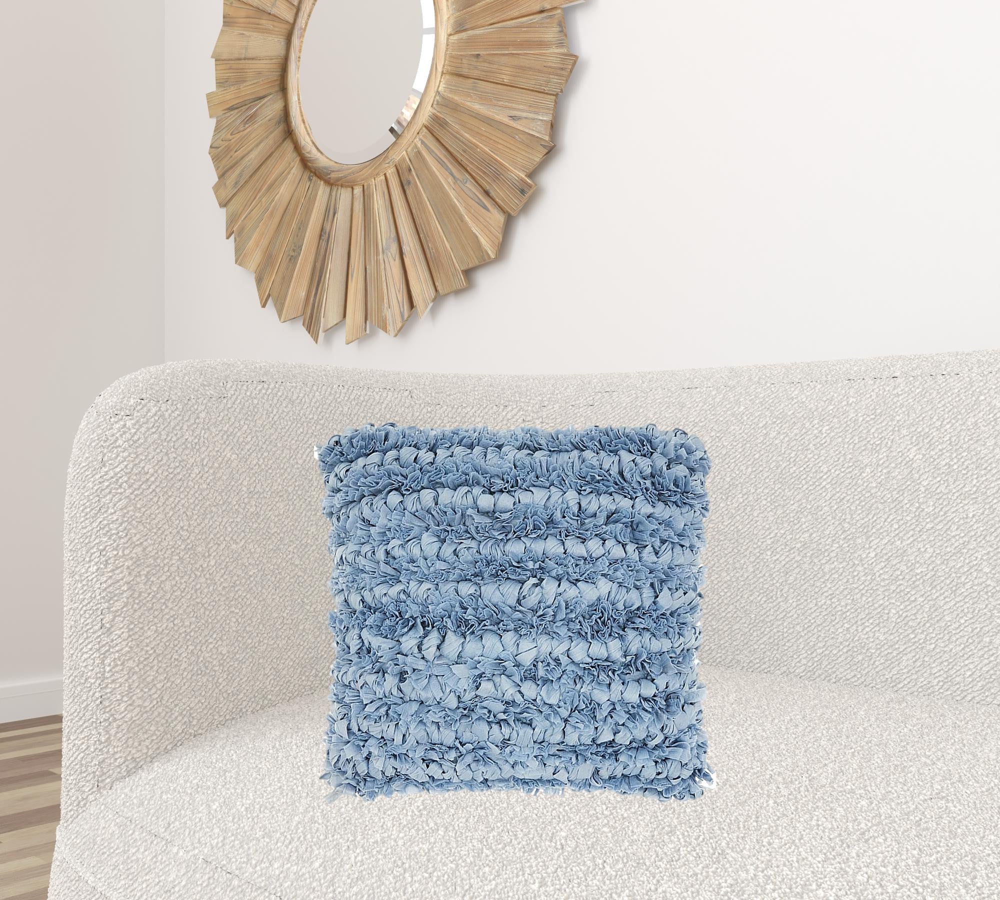 Loose Luscious Shag Light Blue Throw Pillow