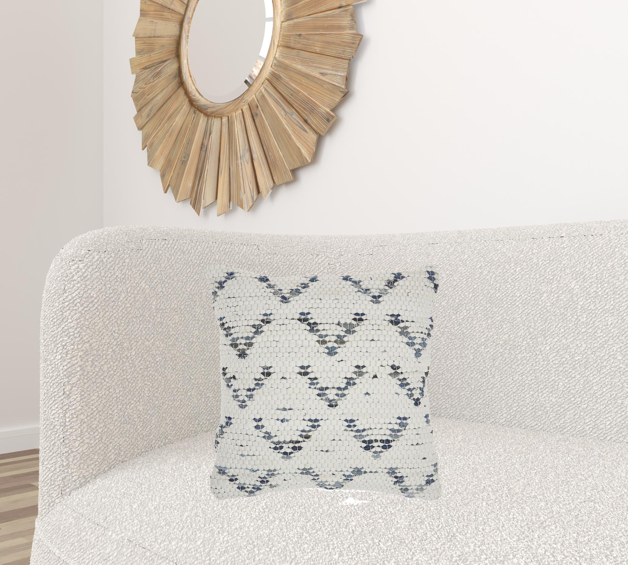 White And Denim Knubby Arrow Throw Pillow