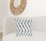 White And Denim Knubby Waves Throw Pillow