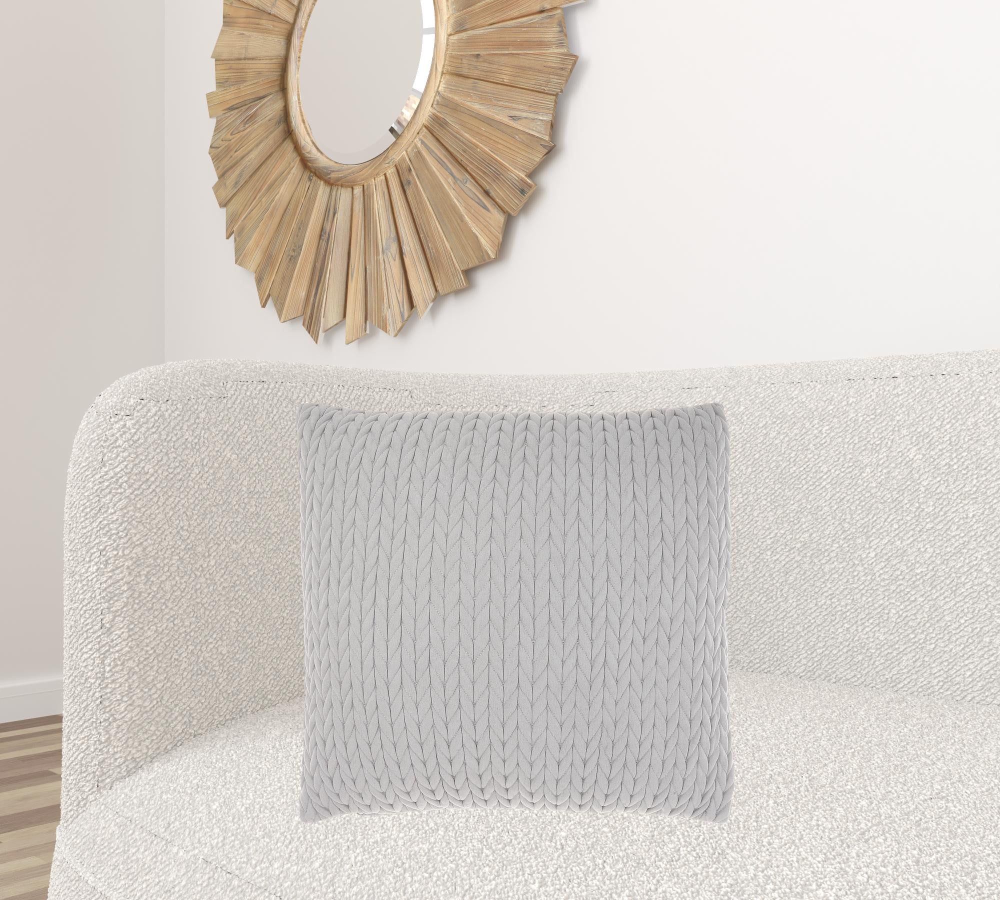 Light Gray Braided Chevron Throw Pillow