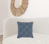 Blue Textured Squares Throw Pillow