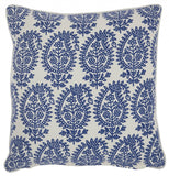 Blue And Ivory Bohemian Paisley Throw Pillow