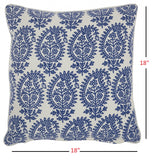 Blue And Ivory Bohemian Paisley Throw Pillow