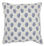 Blue And Ivory Bohemian Floral Throw Pillow