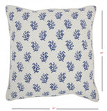 Blue And Ivory Bohemian Floral Throw Pillow