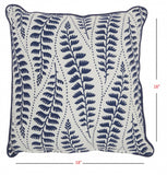 Blue And Ivory Bohemian Leaves Throw Pillow