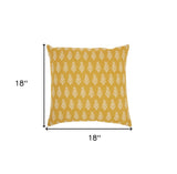 18" Yellow And White Coral Reef Pattern Throw Pillow