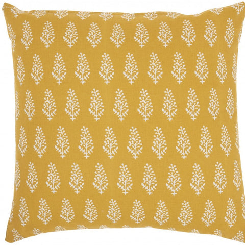 18" Yellow And White Coral Reef Pattern Throw Pillow