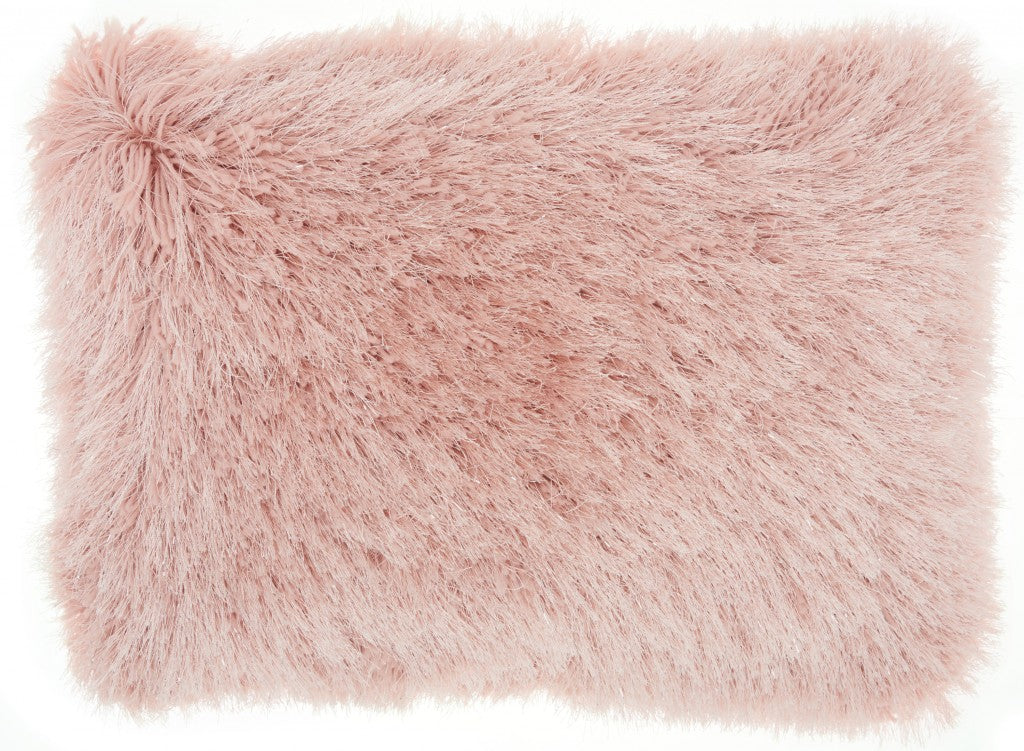 Pink Super Shaggy  Throw Pillow